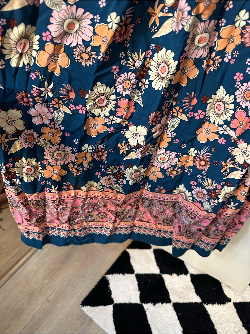 Boho Floral Maxi Dress in Teal and Pink - Picture 9 of 9